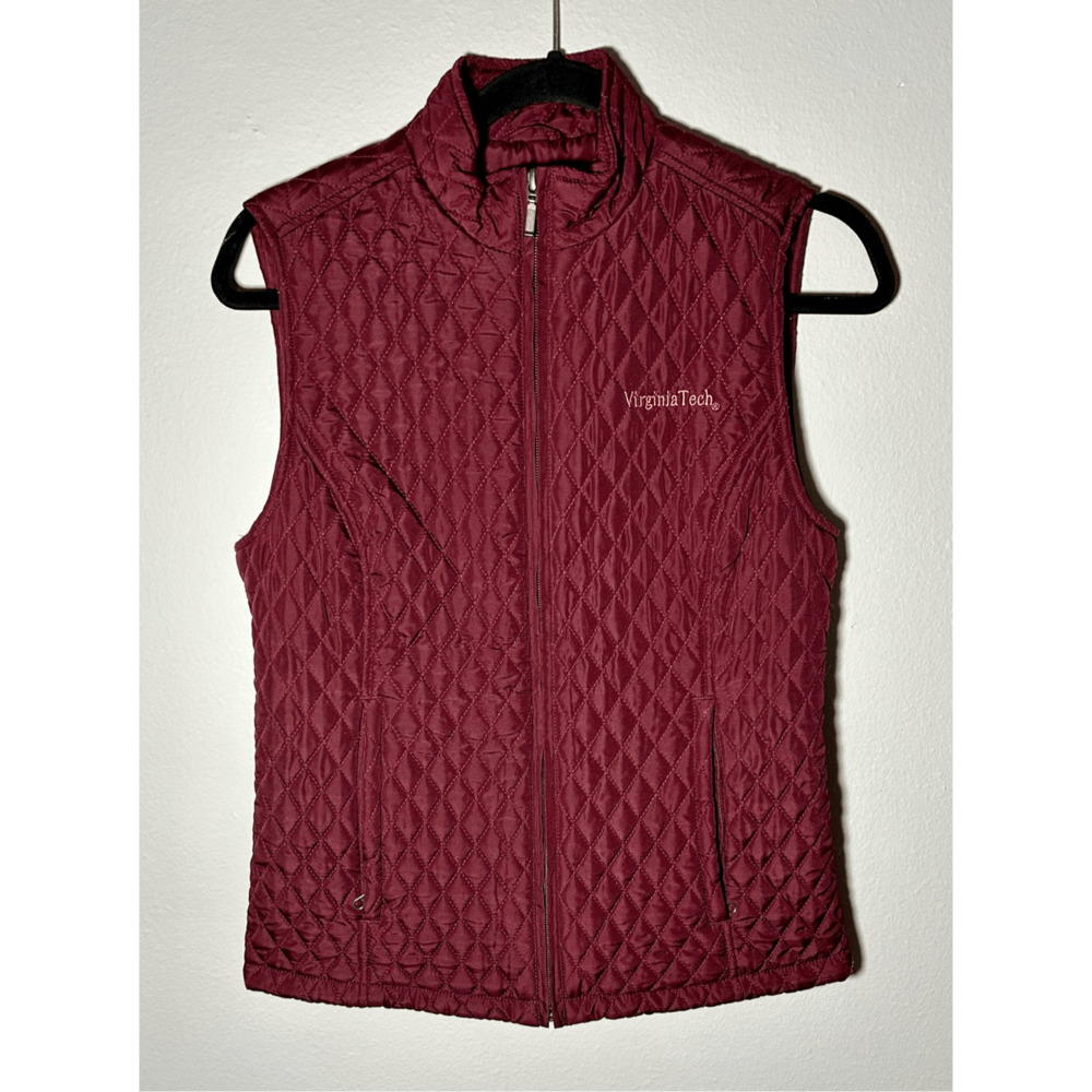Virginia Tech Hokies Women’s Quilted Puffer Vest Maroon Campus Drive Sz S